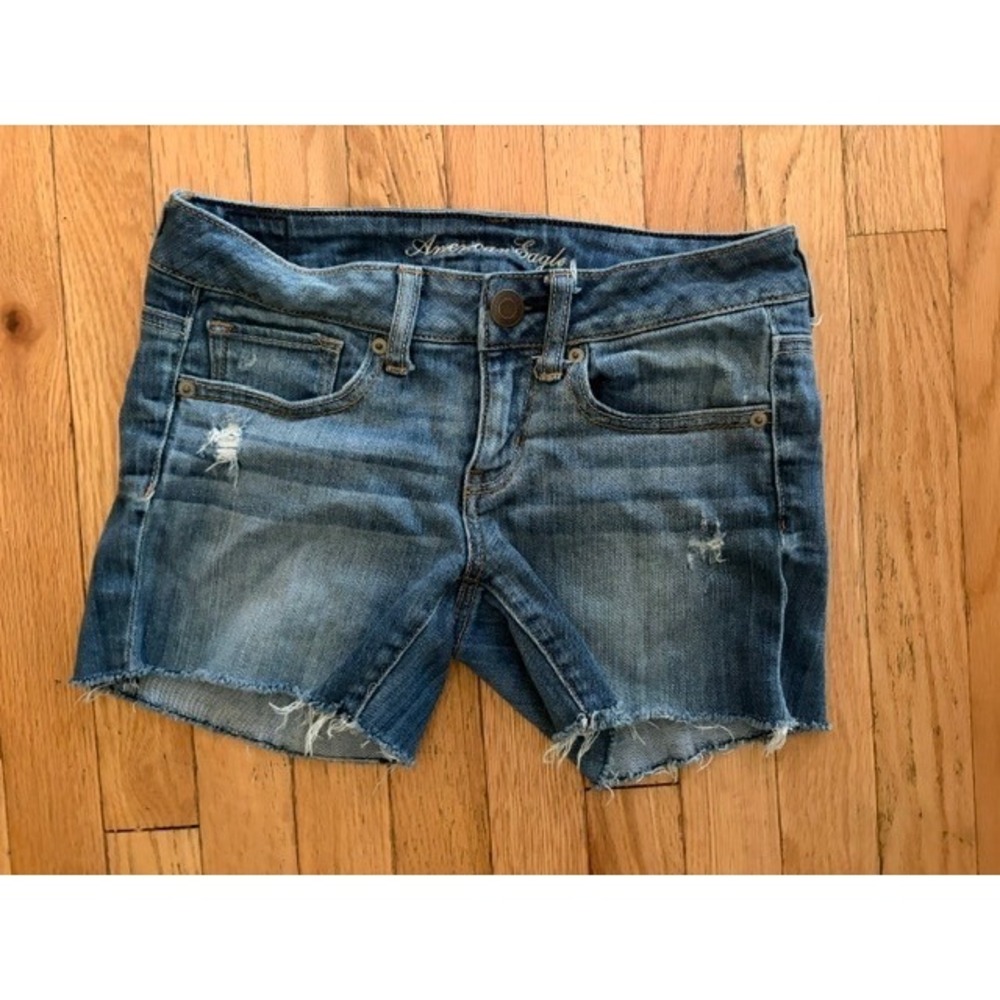 American Eagle Outfitters Low Rise Denim Cutoff Shorts Blue Size 2 T45-24
